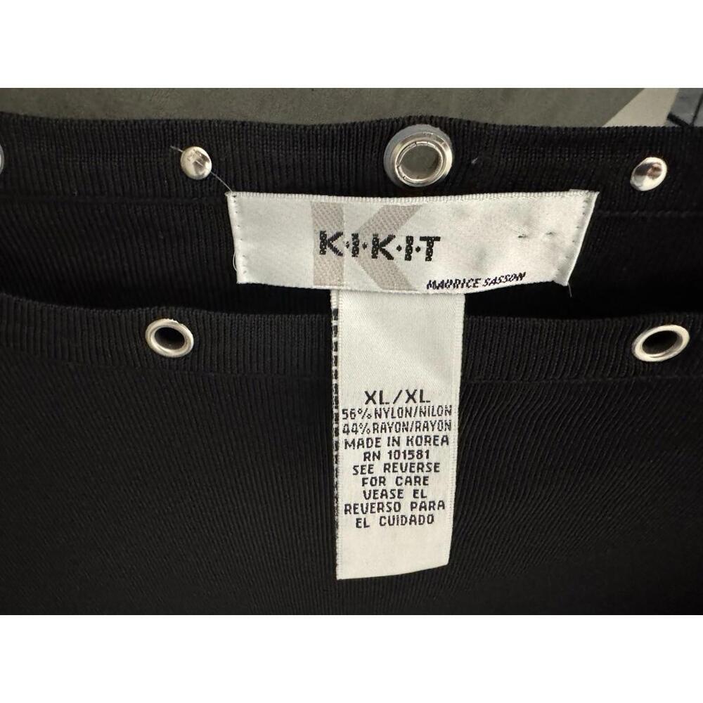 Kikit Womens top Extra Large Black Silver Grommet Disc Trim Edgy Office Work - Picture 6 of 15